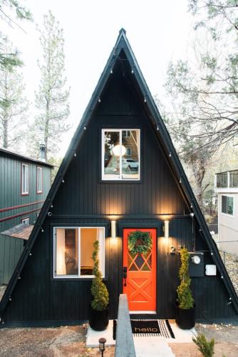 Big Bear City Ski Chalet | Atomic A-Frame Mid Century Space-Age Fireplace Ski Hiking Swimming