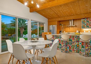 Mid-century oasis w/circular heated pool, hot tub, & stunning mountain views