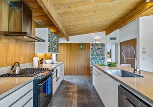 Mid-century oasis w/circular heated pool, hot tub, & stunning mountain views