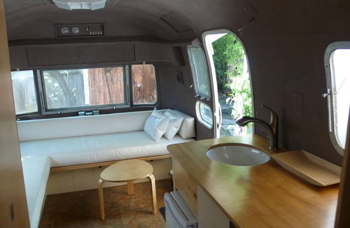 Mar Vista House | AIRSTREAM backyard private glamping Mar Vista GATED yard outdoor HOT shower