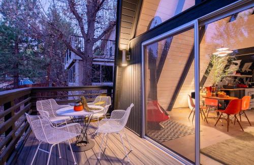 Big Bear City Ski Chalet | Atomic A-Frame Mid Century Space-Age Fireplace Ski Hiking Swimming