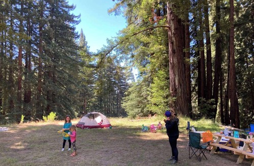 Los Gatos RV Rental | Camp Site Large Group with Hot Water Shower in Redwood Forest Retreat