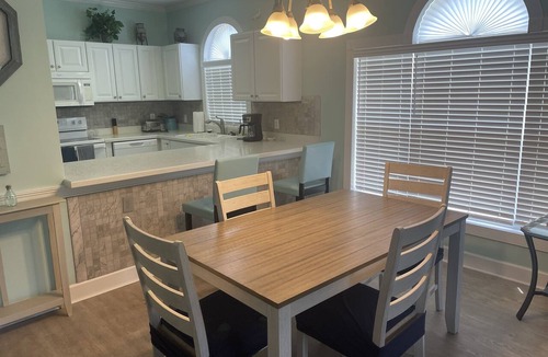 Central Myrtle Beach Condo | Pet Friendly 2 BR - Golf Course View! 1st Floor with screen door off back porch