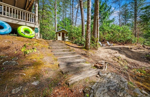 Cashiers House | Riverfront Cabin | Sauna Hot Tub Private Trail