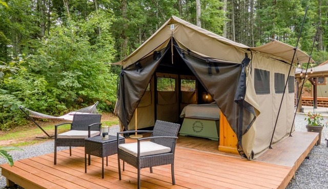 Amazing Safari Tent on a Scenic Ridge Right Beside The Tuckasegee River Near Sylva North Carolina