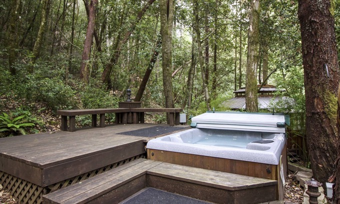Guerneville Cabin | Bird Watch From Private Spa, Teahouse, Wine Country, Dog Friendly!