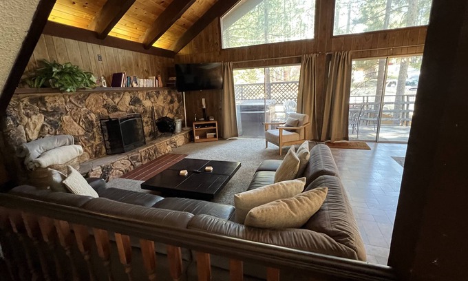 Pioneer Trail House | Only 5 Miles to Lakes, Skiing and Casinos, Fun Tahoe Cabin in the Woods with Pool Table, Hot Tub, Wet Bar & Foosball Table